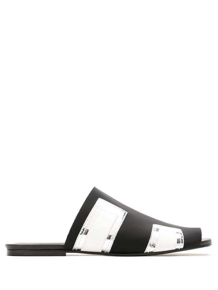 Gloria Coelho Metallic Panels Mules - Black