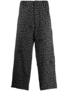 Yohji Yamamoto Leopard Print Trousers - Black