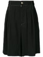Versace Vintage Contrast Stitching Bermuda Shorts - Black