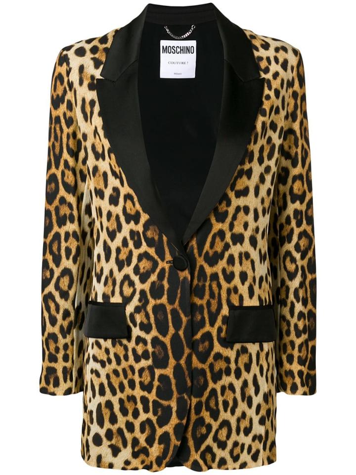 Moschino Leopard Print Blazer - Brown
