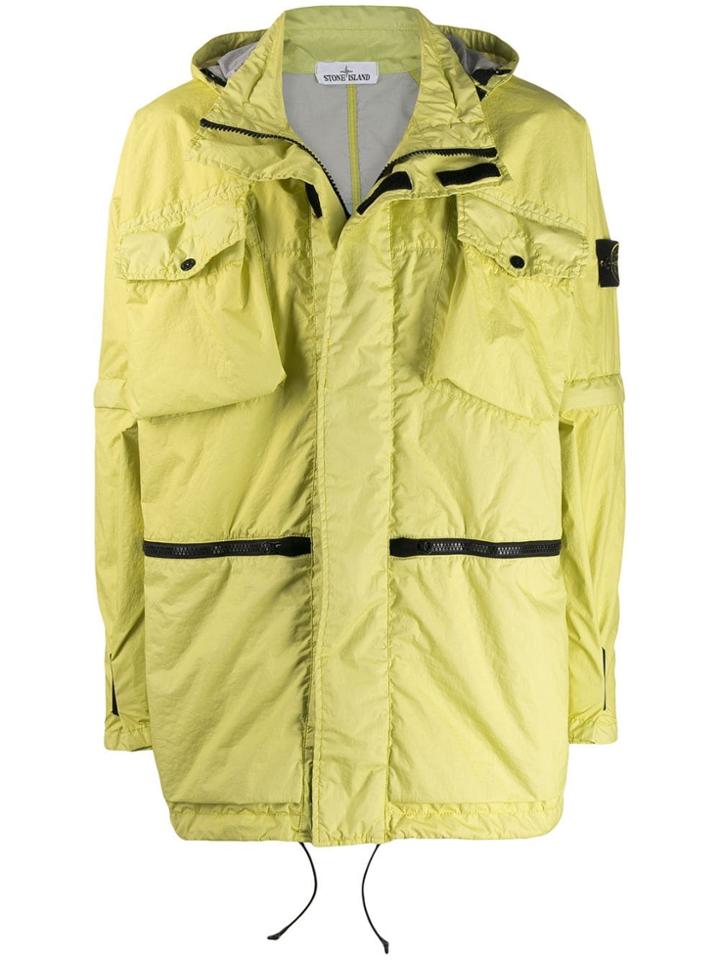 Stone Island Panelled Hooded Jacket - Yellow