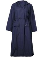 Le Ciel Bleu Drawstring Hooded Coat, Women's, Size: 36, Blue, Cotton/polyester