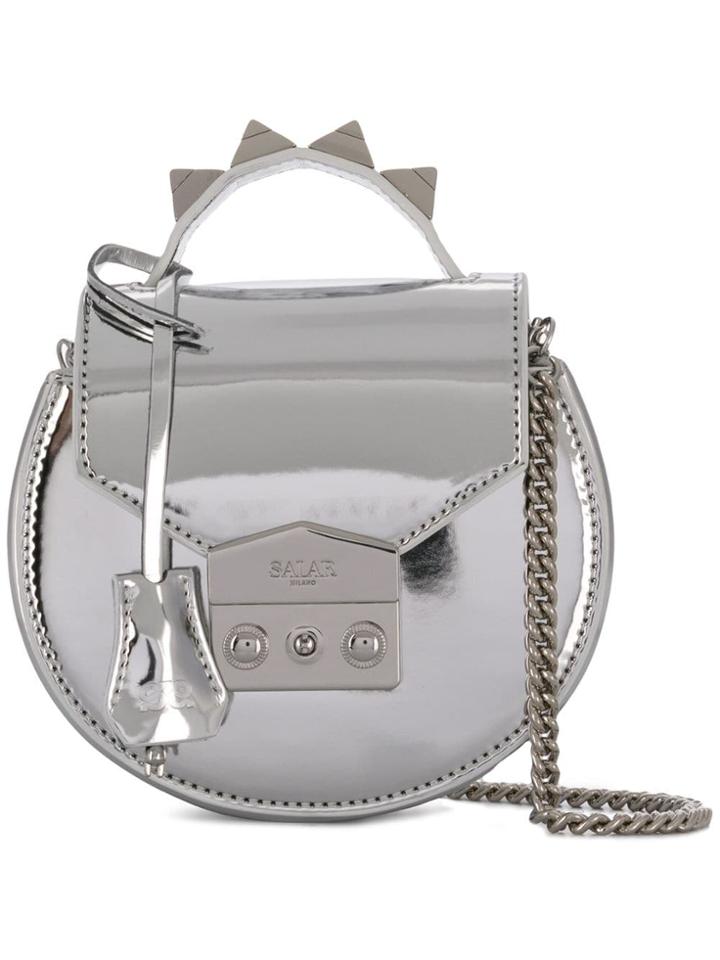 Salar Round Shape Crossbody Bag - Silver