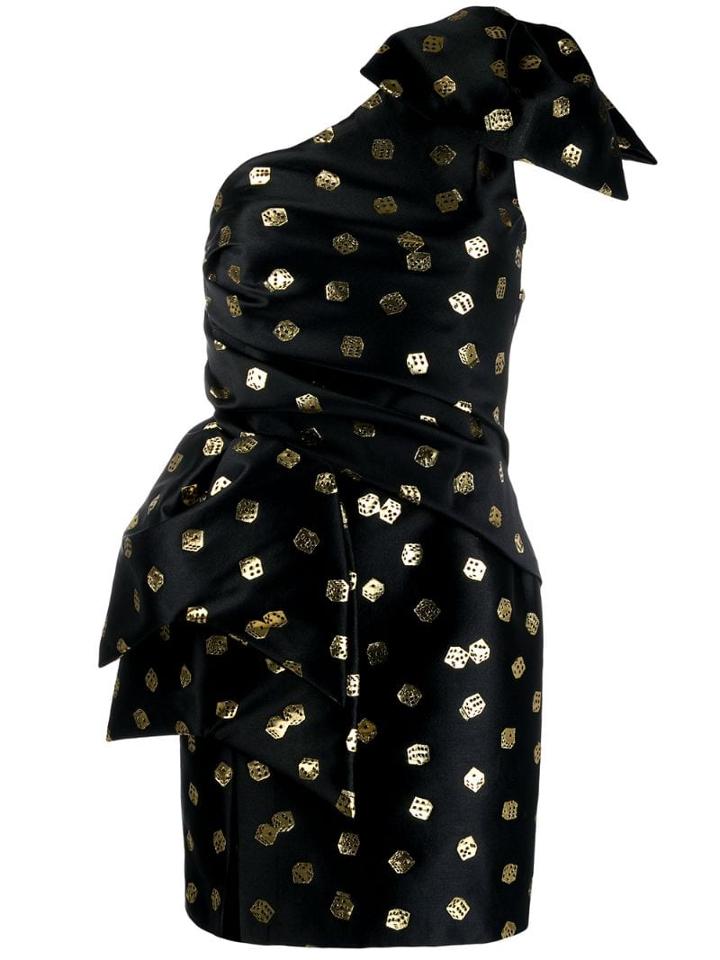 Moschino Dice-print Asymmetric Dress - Black