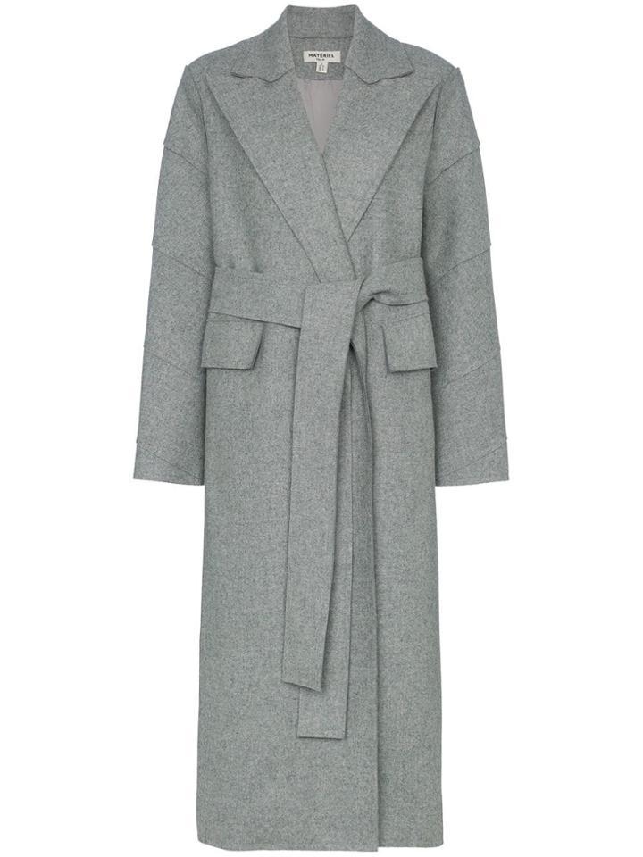 Matériel Long Coat With Belt Fastening - Grey