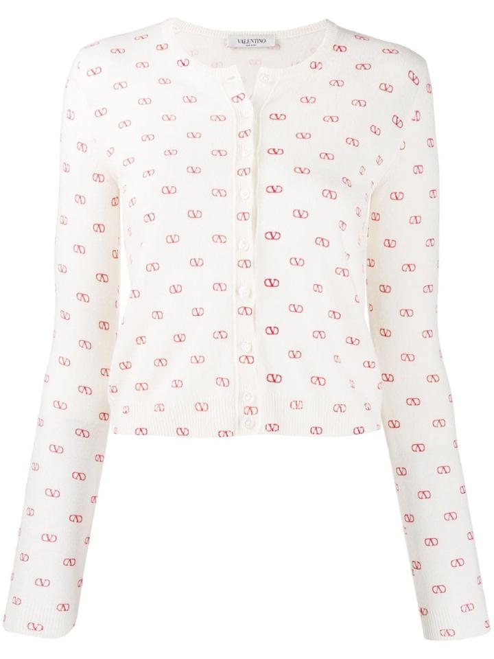 Valentino V Logo Cardigan - White
