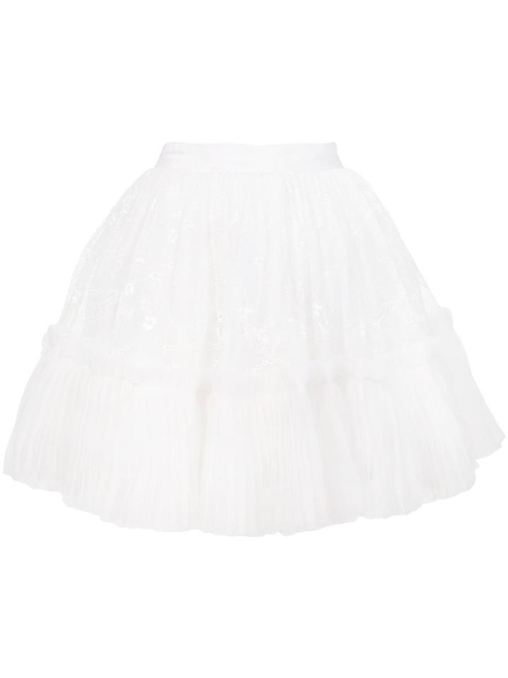 Amen Tiered Lace Ruffle Circle Skirt - White