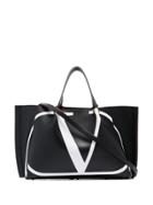 Valentino Valentino Garavani Black Medium Leather V Logo Tote