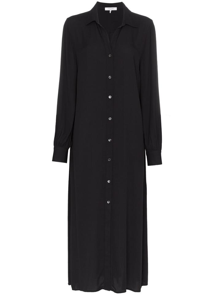 Frame Denim Button Down Shirt Dress - Black