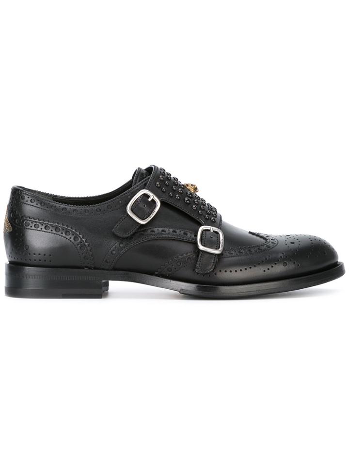 Gucci Studded Tiger's Head Brogues - Black