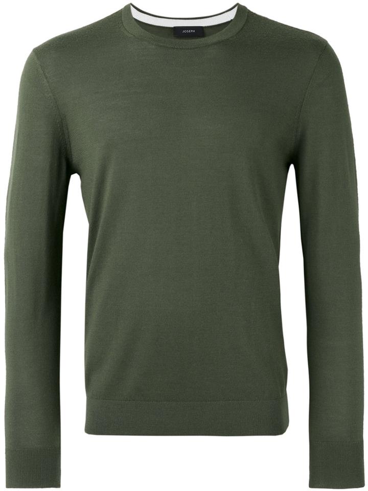 Joseph Suede Patch Knitted Jumper, Men's, Size: Small, Green, Merino