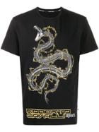 Roberto Cavalli Snake Print Logo T-shirt - Black