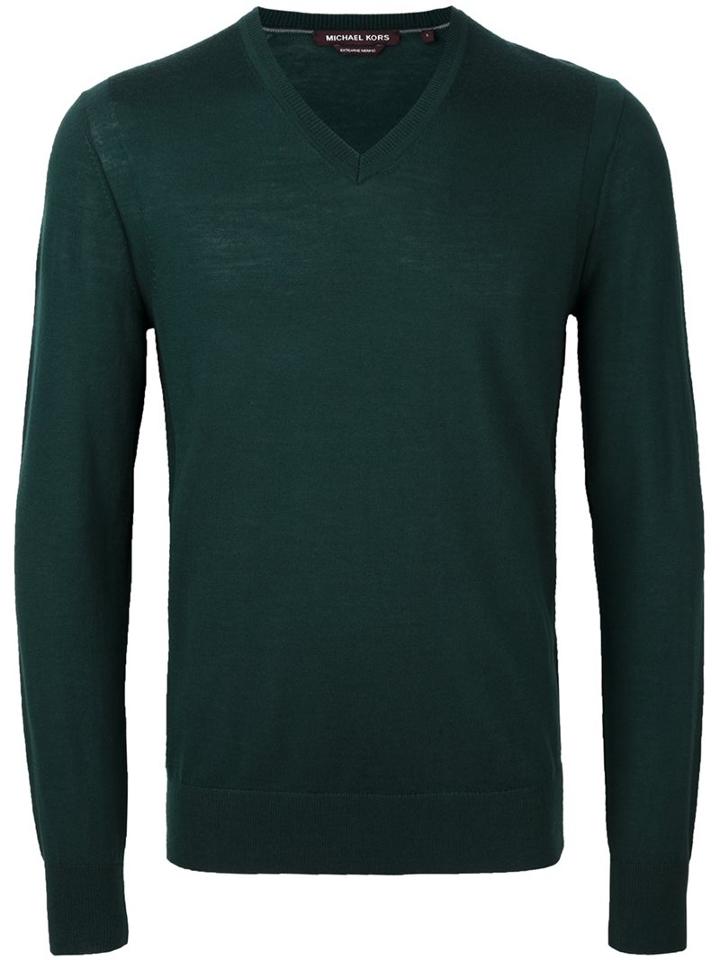 Michael Kors V-neck Jumper, Men's, Size: Xxxl, Green, Merino