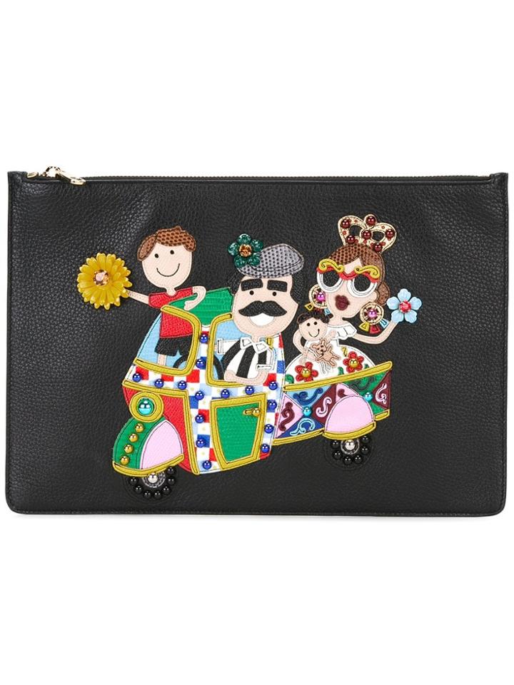 Dolce & Gabbana #dg Family Patch Clutch - Black