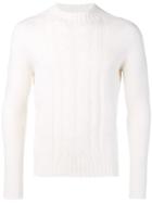 Tagliatore Mock Neck Cable Knit Sweater - White