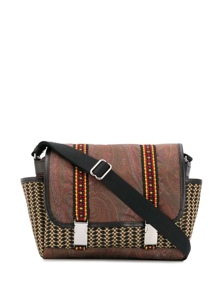 Etro Paisley Print Woven Crossbody Bag - Brown