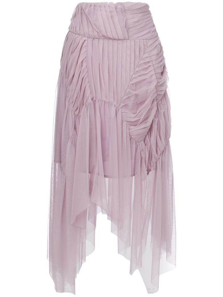 Preen By Thornton Bregazzi Pleated Asymmetric Skirt - Pink & Purple