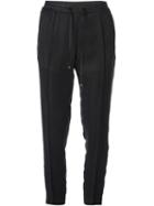Moncler Tapered Crepe Trousers, Women's, Size: 42, Black, Cupro
