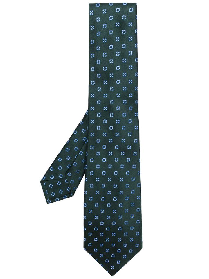 Kiton Micro Embroidered Tie - Green