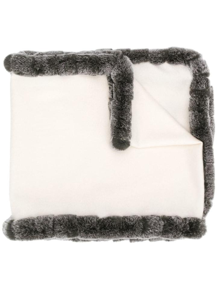 N.peal Woven Trim Detail Scarf - White