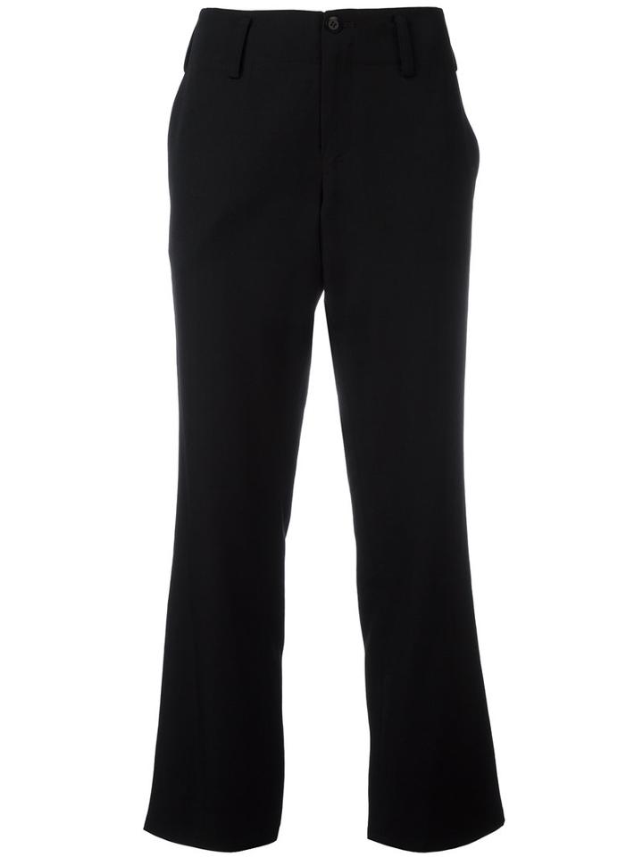 Yohji Yamamoto - Flared Cropped Trousers - Women - Wool - 2, Women's, Black, Wool