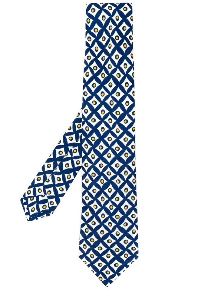 Kiton Printed Geometric Tie - Blue