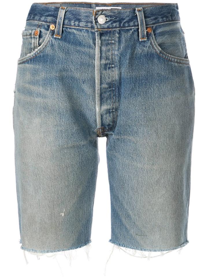 Re/done Knee Length Denim Shorts - Blue