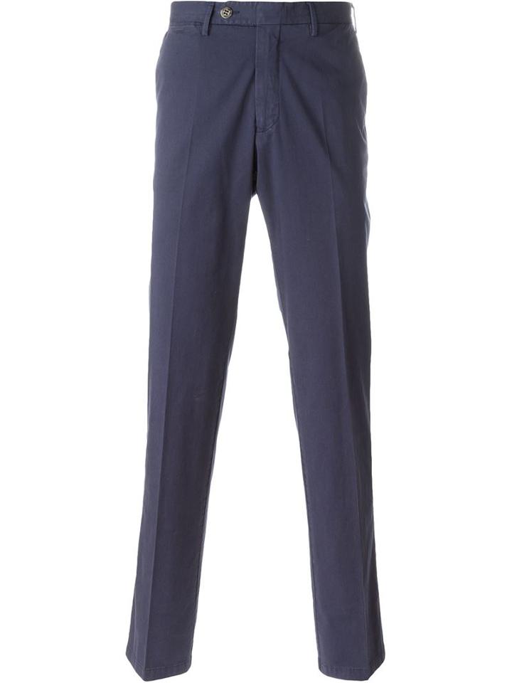 Canali Tailored Trousers, Men's, Size: 52, Blue, Cotton/rubber