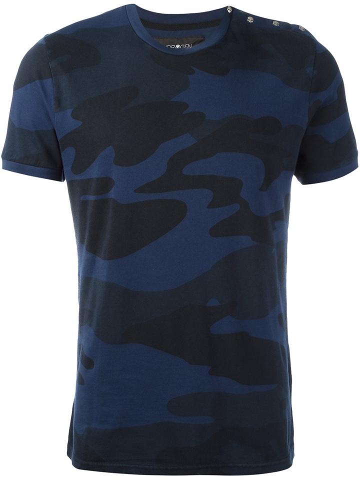 Hydrogen Camouflage Fitted T-shirt, Men's, Size: Medium, Blue, Cotton