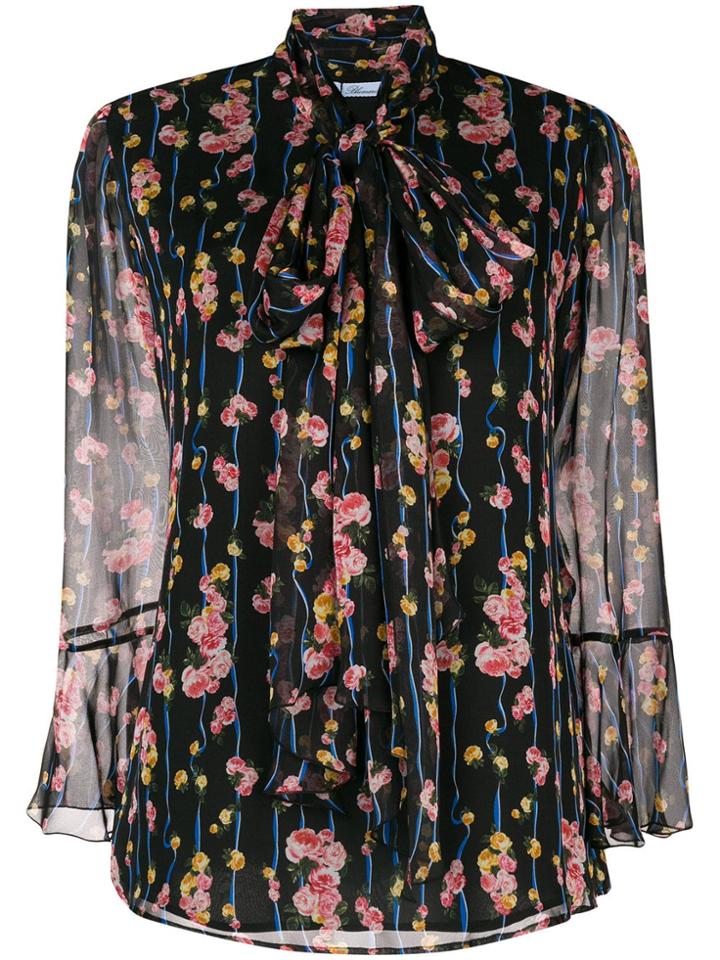 Blumarine Floral Blouse - Black
