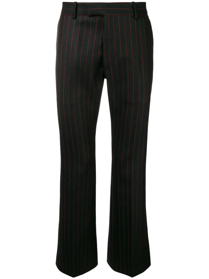 Alexander Mcqueen Pinstriped Flared Trousers - Black