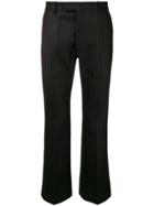 Alexander Mcqueen Pinstriped Flared Trousers - Black
