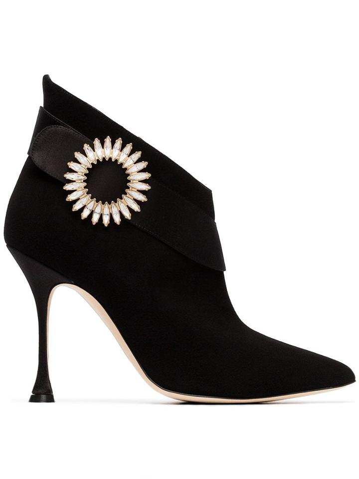 Manolo Blahnik Ankau 105 Suede Ankle Boots - Black