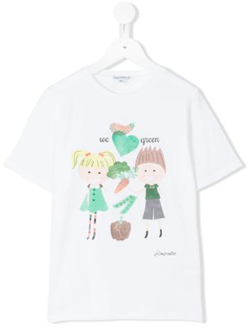 Simonetta - We Love Green T-shirt - Kids - Cotton/spandex/elastane - 12 Yrs, White