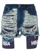 Hood By Air Distressed Denim Shorts, Women's, Size: 30, Blue, Cotton/spandex/elastane