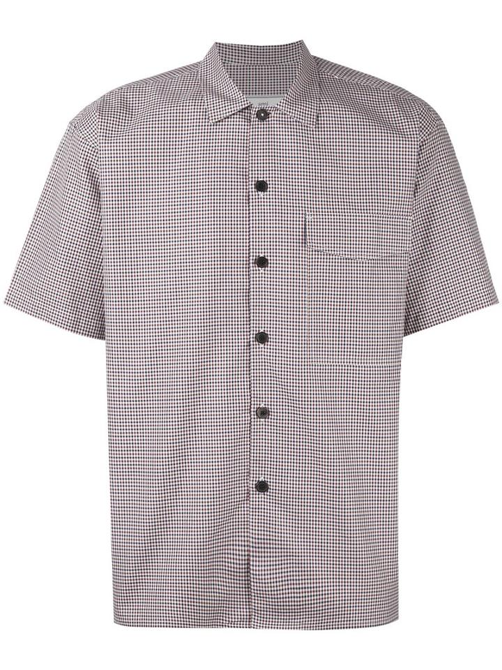 Ami Alexandre Mattiussi Short Sleeve Camp Collar Shirt, Men's, Size: 39, Red, Cotton
