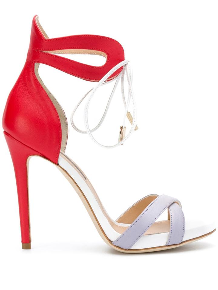Racine Carree Tied Stiletto Sandals - Red