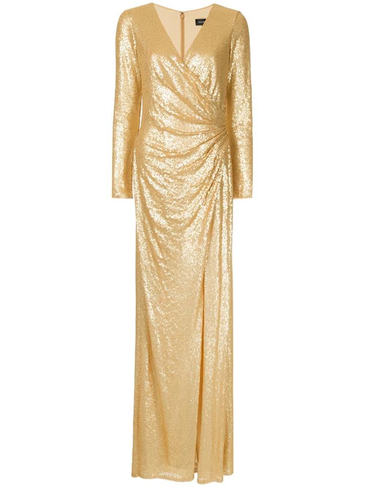 Tadashi Shoji Sequin Embellished Gown - Gold