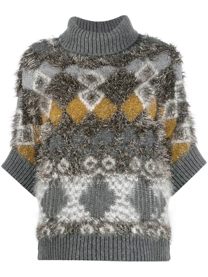 Fabiana Filippi Diamond Pattern Jumper - Grey
