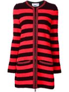 Sonia Rykiel Striped Zip Cardigan, Women's, Size: 38, Red, Linen/flax/polyamide/polyester/wool
