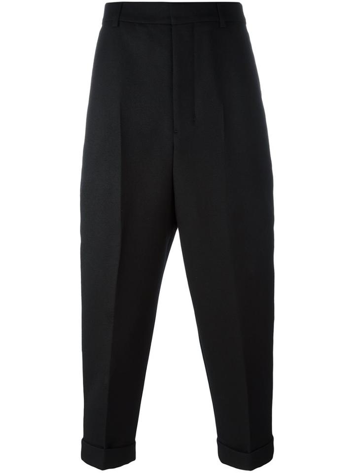 Ami Alexandre Mattiussi Oversized Carrot Fit Trousers, Men's, Size: 34, Black, Polyester/wool