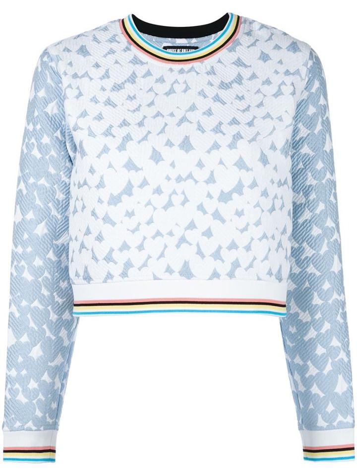 House Of Holland Heart Jacquard Sweatshirt, Women's, Size: 8, Blue, Cotton/polyester/polyamide