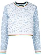 House Of Holland Heart Jacquard Sweatshirt, Women's, Size: 8, Blue, Cotton/polyester/polyamide