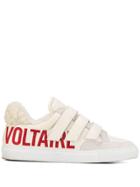 Zadig & Voltaire Glitter Logo Print Strappy Sneakers - White