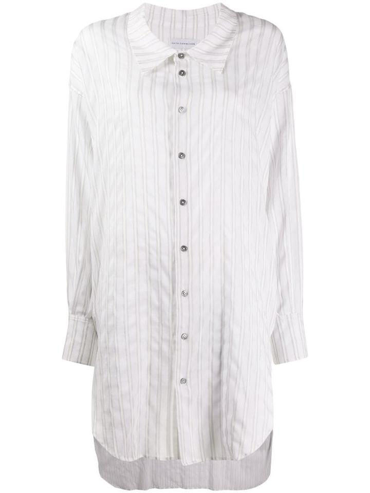 Faith Connexion Oversized Cotton Striped Shirt - White