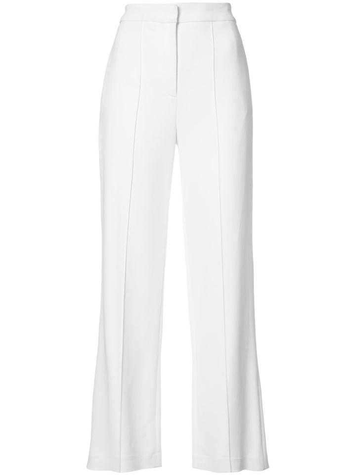 Adam Lippes Stretch Cady Wide Leg Cropped Trousers - White