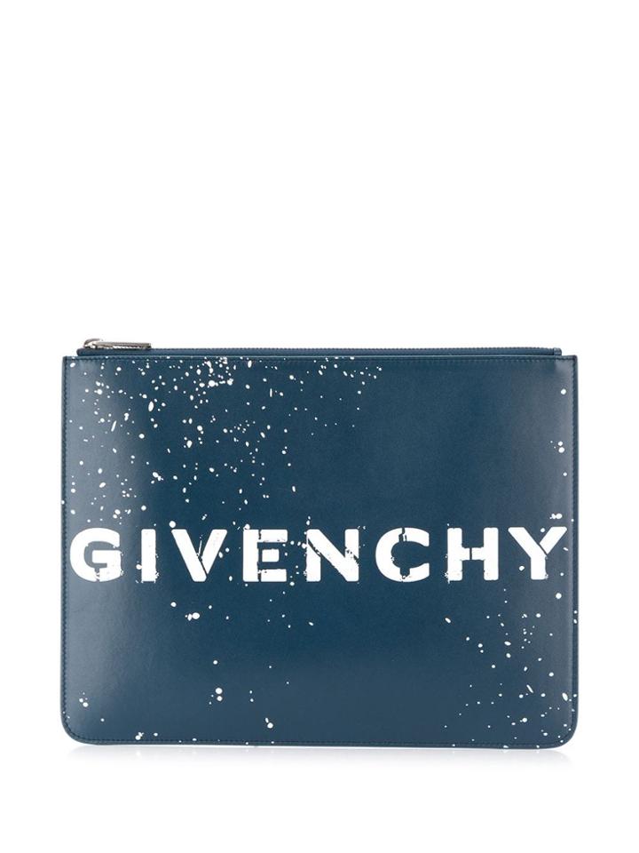 Givenchy Printed Logo Clutch Bag - Blue