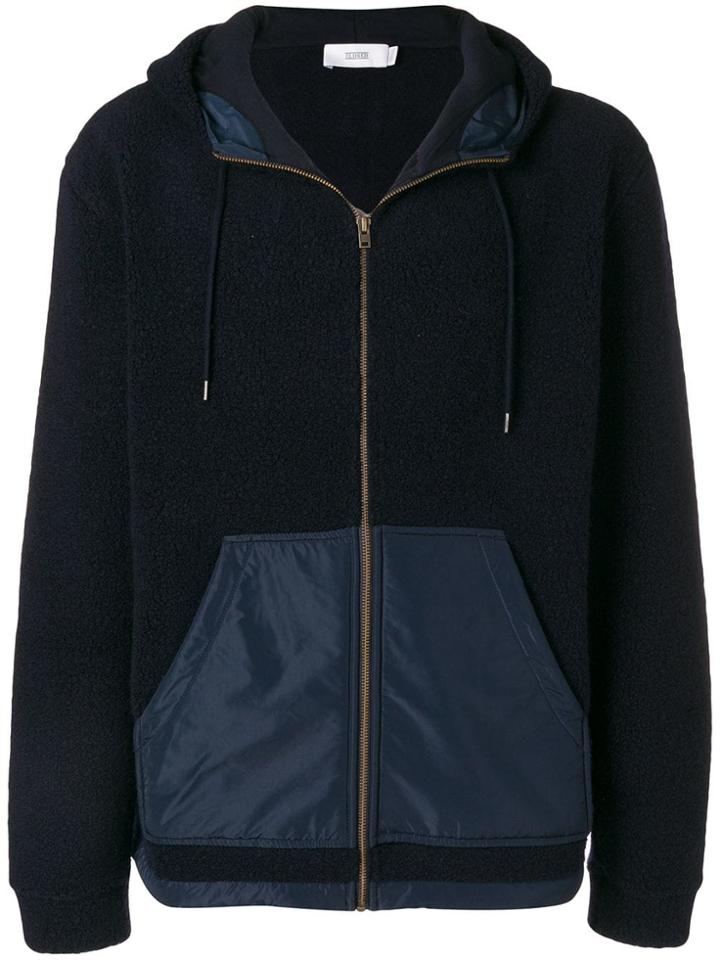 Closed Hooded Panelled Jacket - Blue