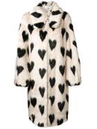 Shrimps Heart Print Fur Coat - Nude & Neutrals