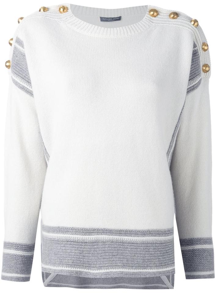 Alexander Mcqueen Striped Crew Neck Jumper, Women's, Size: Medium, White, Cashmere